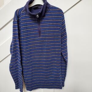 Jersey knit striped half zip long sleeve top
